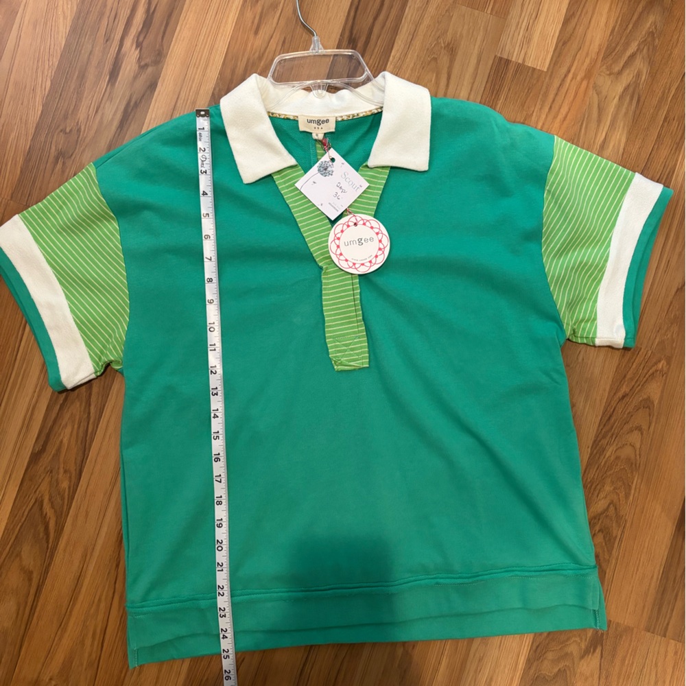 Umgee Polo style shirt in Green and White - Picture 7 of 9